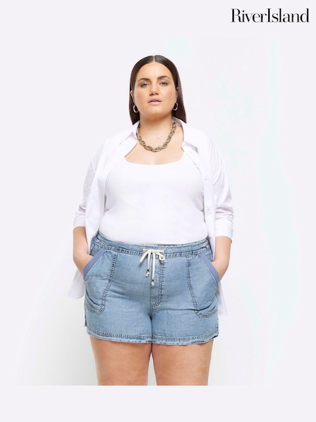 River Island Curve Denim Casual Relaxed Shorts (B36507) | 107 LEI