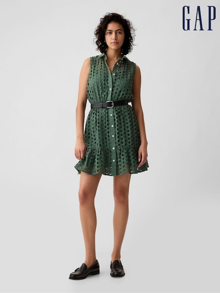 Gap Green Eyelet Tiered Mini Dress (B36645) | €38