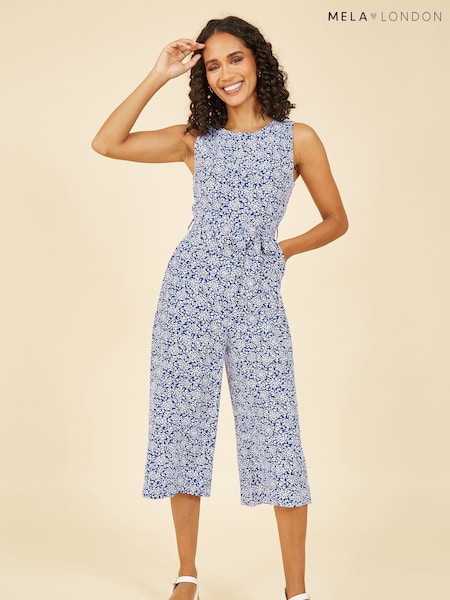 Albastru - salopetă culotte Floral Imprimeuri imprimeu mărunt Mela (B36659) | 136 LEI