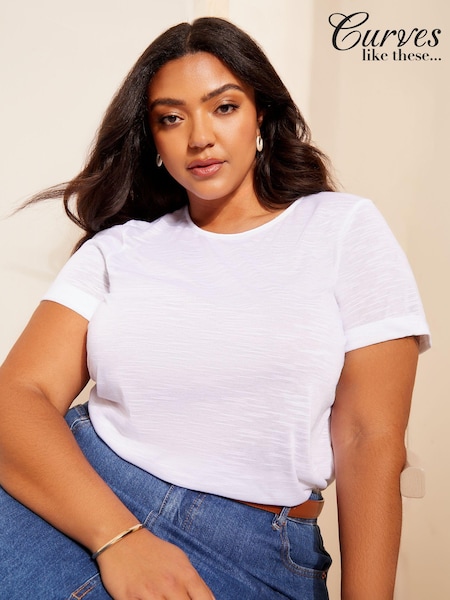 Curves Like These White Lightweight Short Sleeve T-Shirt (B36713) | €9.50