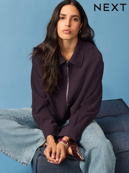 Burgundy Double Zip Tailored Jacket (B36755) | AED90