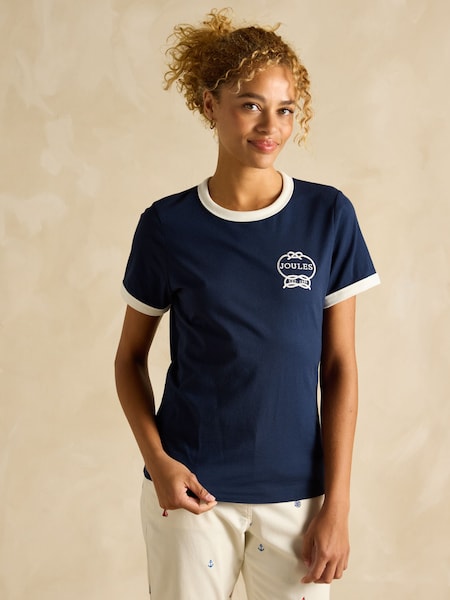 כחול כהה - Joules Kitsford Embroidered T-shirt (B36942) | ‏121‏₪