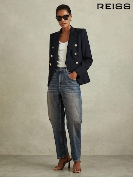 Reiss Mid Blue Mahni Barrel-Leg Dart Jeans (B37008) | €210