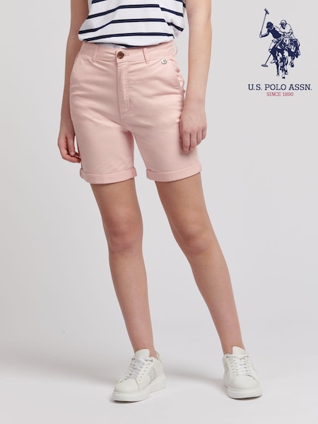 U.S. Polo Assn. Pink Classic Womens Chino Shorts (B37102) | ₪201