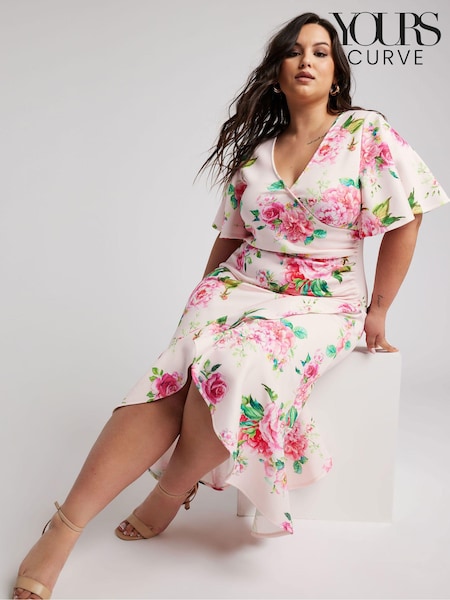 Yours Curve London Floral Print Ruched Midi Dress (B37156) | €90