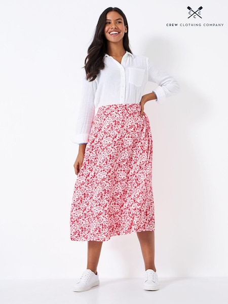 Roșu - Crew Clothing Printed Midi Fuste (B37179) | 232 LEI