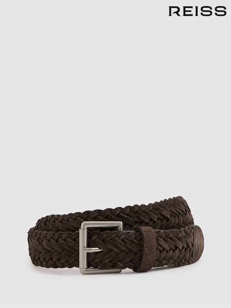 Reiss Chocolate Brown Charlie Suede Woven Belt (B37188) | €40