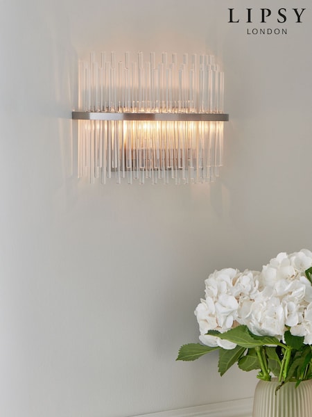 Lipsy Brushed Silver Flush Glass Wall Light (B37203) | €102