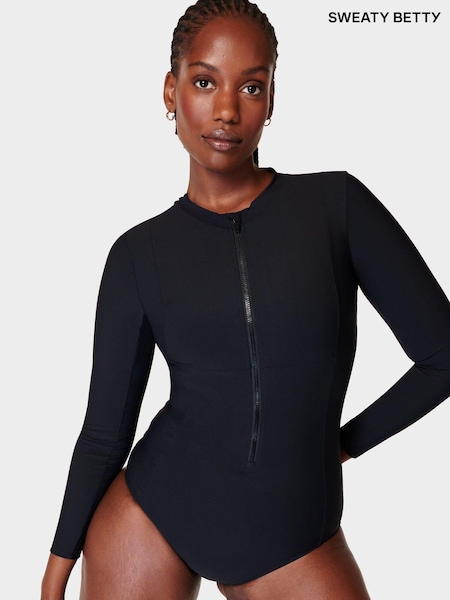 Sweaty Betty Black Tidal Xtra Life Long Sleeve Swimsuit (B37245) | €72