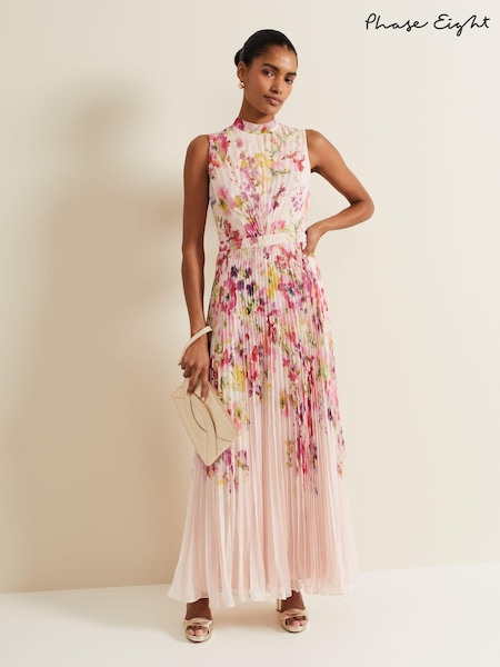 Phase Eight Multi Dahlia Print Pleat Midaxi Dress (B37258) | €137