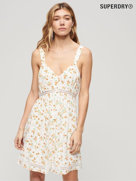 Белый - Superdry Lace Trim V-Neck Cami Dress (B37280) | €49