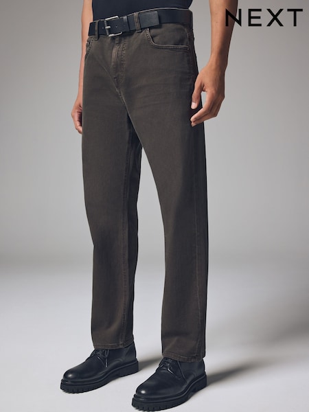 Dark Brown Straight Fit Belted Authentic Jeans (B37287) | 131 QAR