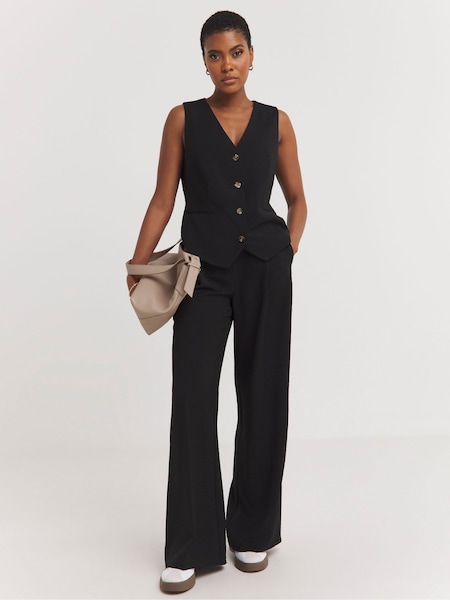 JD Williams Black Textured Pleated Wide Leg Trousers (B37348) | €21.50