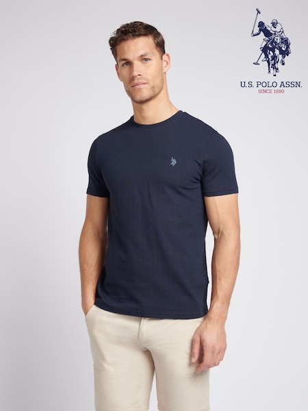 U.S. Polo Assn. Blue Classic Fit Mens Verticle Texture T-Shirt (B37349) | € 55