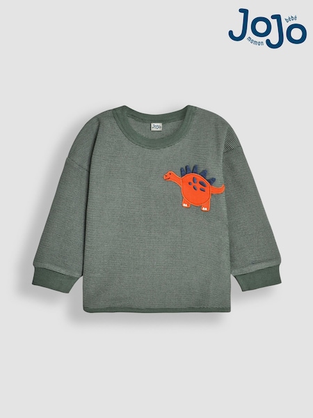 JoJo Maman Bébé Khaki Green DInosaur Appliqué Pocket Top (B37350) | €27