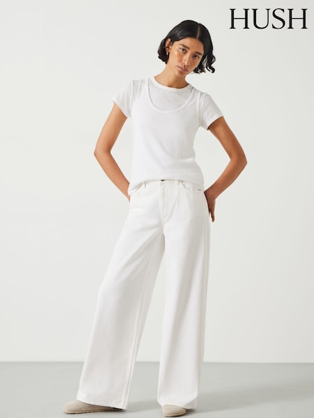 Hush White Abi Wide Leg 100% Cotton Jeans (B37407) | €75