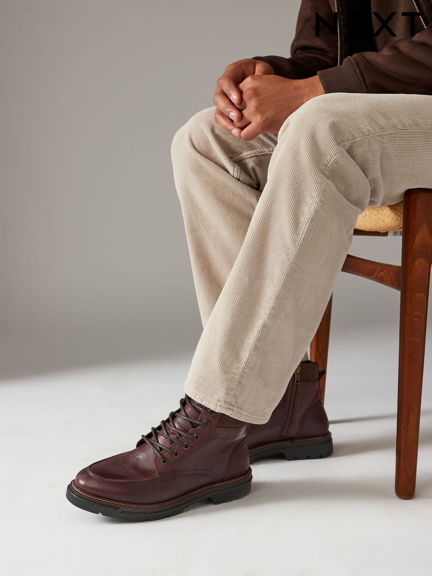 Boots Lace Up Plain Casual Footwear Next Oman
