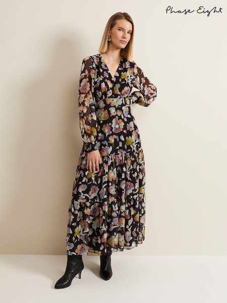 Phase Eight Black Petite Sandra Floral Maxi Dress (B37453) | €79
