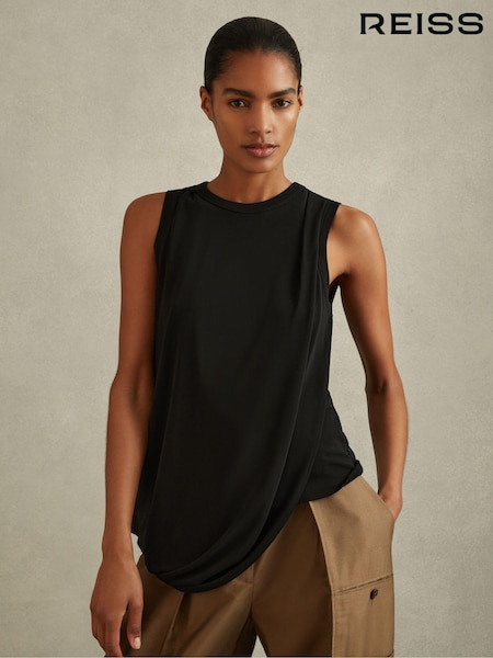 Reiss Black Elva Draped Layered Top (B37457) | €149