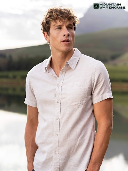 Mountain Warehouse Cream Lowe Mens Cotton-Linen Shirt (B37585) | €37