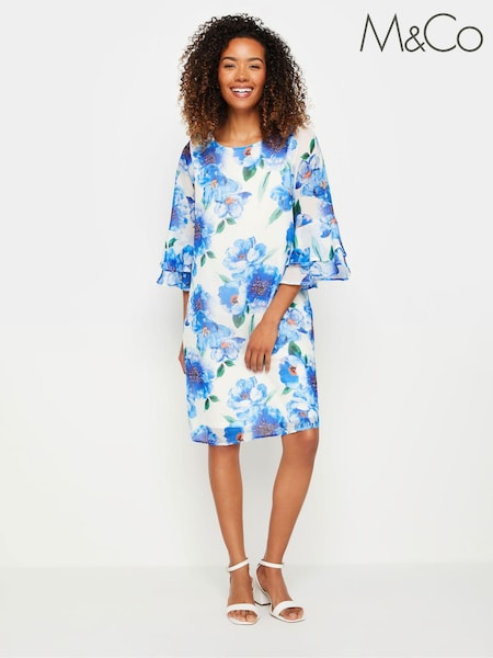 M&Co Floral Print Flute Sleeve Shift Dress (B37594) | 69 €
