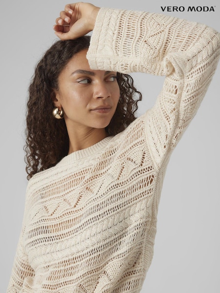 VERO MODA Long Sleeve Pointelle Jumper (B37660) | 133 LEI
