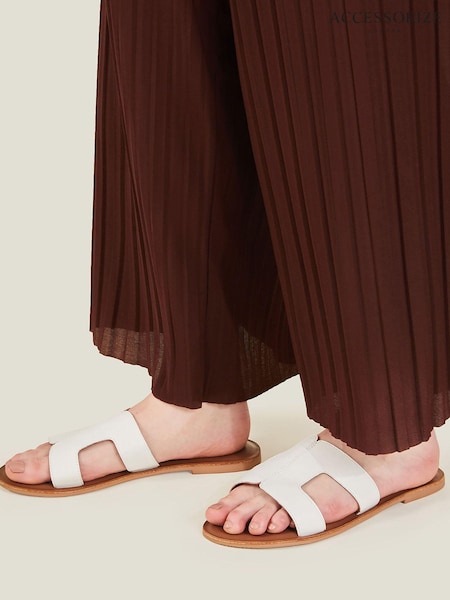 Accessorize White Wide Fit Cut Out Leather Sandals (B37703) | AED155
