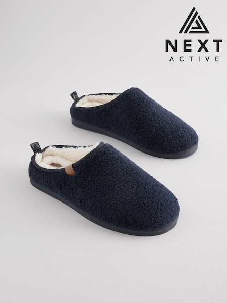 Navy Blue Borg Mule Slippers (B37849) | €17