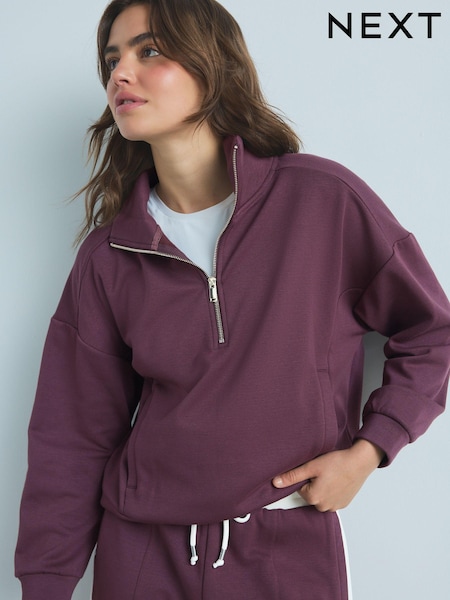 Burgundy Red Modal Blend Half Zip Top (B37912) | €16