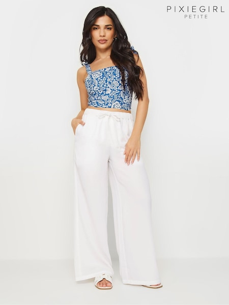 PixieGirl Petite White Wide Leg Trousers (B37974) | AED186