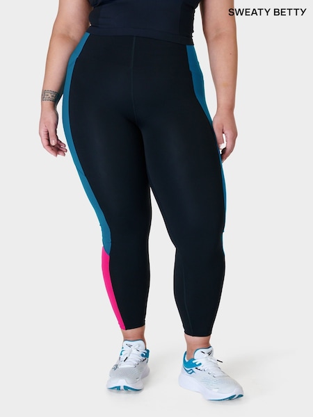 Sweaty Betty Black Beet Pink Reef Teal 7/8 Length Power UltraSculpt High Waist Workout Leggings (B37992) | €49