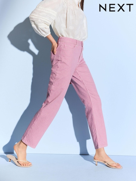 Pink Stripe 100% Cotton Straight Leg Jeans (B38019) | €12