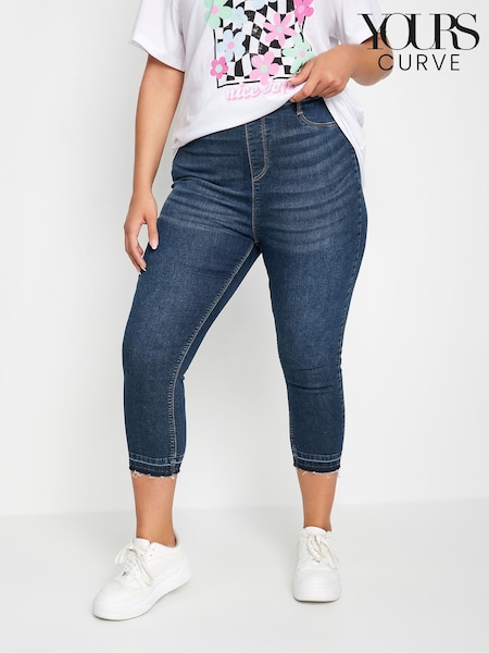 Azul medio - Yours Curve Grace Tie Dye Hem Cropped Jeggings (B38038) | 41 €