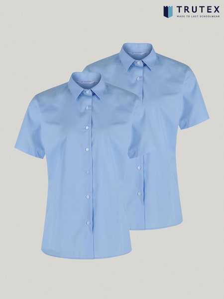 Trutex Blue Regular Fit Short Sleeve 2 Pack School Shirts (B38088) | 31 € - 34 €