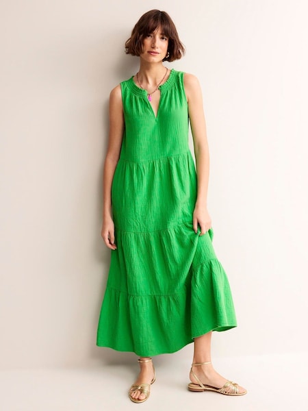 Verde - Boden 100% Bumbac Dublu Pânză Maxi Tired Rochie (B38099) | 360 LEI