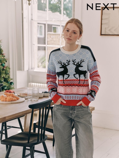 Matching Family Womens Christmas Fairisle Pattern Reindeer Jumper (B38107) | ‏10 ر.ع.‏