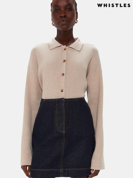 Whistles Cream Rib Collar Cardigan (B38528) | € 81