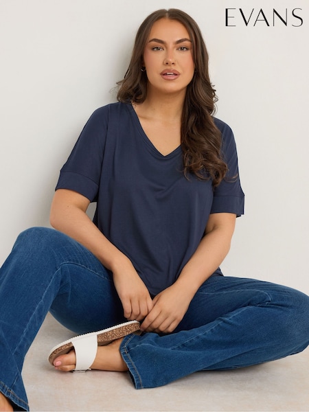 Mėlyna - Evans Short Sleeve Modal Rich T-shirt