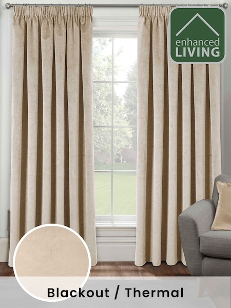 Enhanced Living Cream Thermal Blackout Oxford Readymade Curtains (B38676) | $121 - $217
