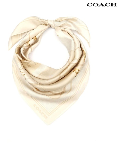 Coach Tabby Printed Silk Square White Scarve (B38780) | ‏478‏₪