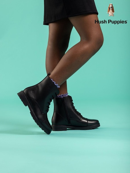 Piele neagră - Hush Puppies Copii mai mari Lauren Pantofi (B38800) | 323 LEI