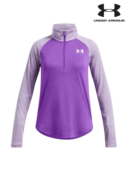 Violet - Pulover tehnic cu fermoar 1/2 și model grafic Under Armour (B38862) | 129 LEI