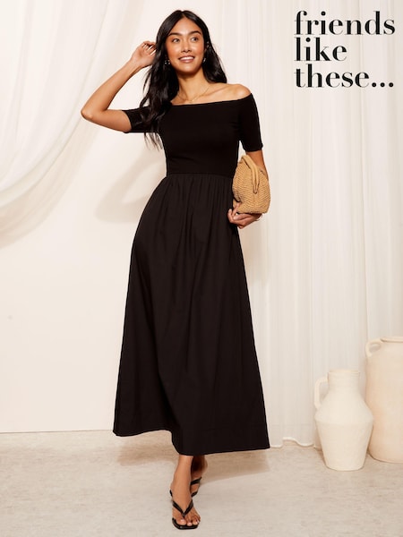 Friends Like These 2in1 Jersey Woven Mixed Bardot Midaxi Dress (B38887) | €21