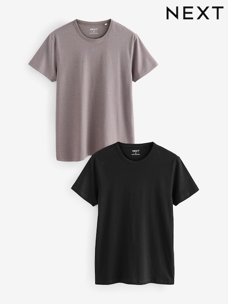 Black/Neutral Slim Fit 100% Cotton Layering T-Shirts 2 Pack (B38936) | 37 QAR