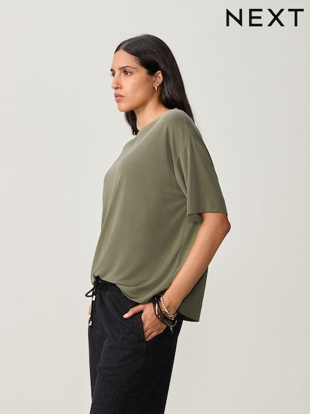 Olive Green Relaxed Fit Premium Modal Boxy T-Shirt (B38947) | €26