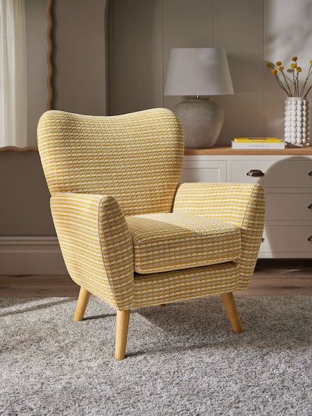 Mini Stripe Geo Ochre Yellow Wilson II Highback Armchair (B38956) | €400