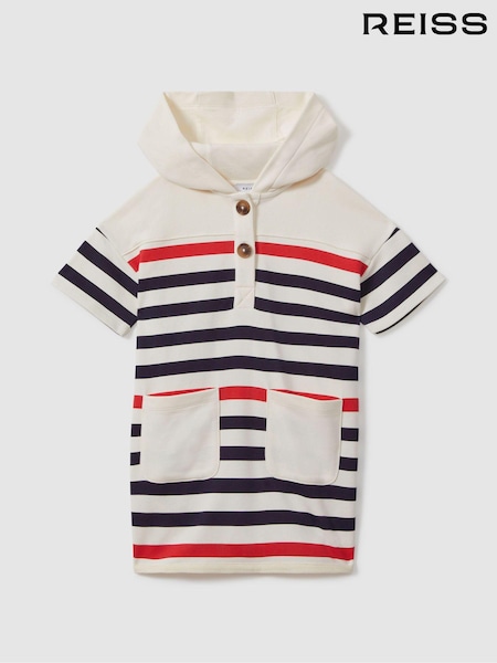 Reiss Ecru Martha 13-14 yrs Striped Jersey Hooded Dress (B39008) | €45
