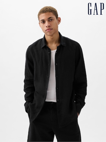 Gap Black 100% Linen Long Sleeve Shirt (B39049) | €34