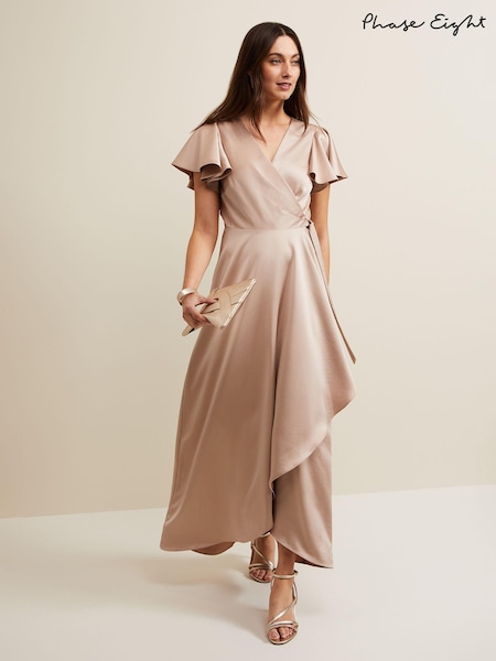 Phase Eight Brown Satin Arabella Maxi Dress (B39055) | 737 QAR
