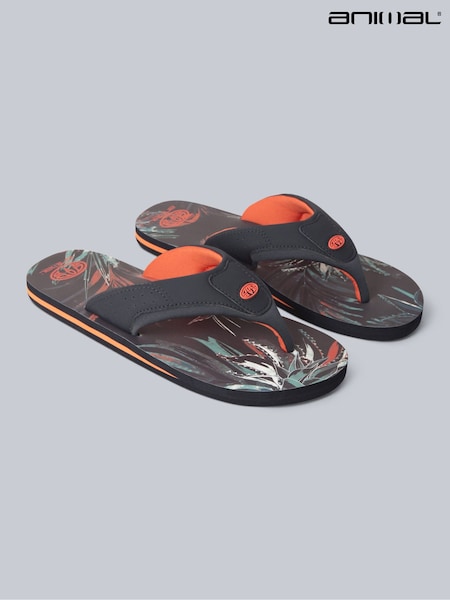 Animal Black/Orange Mens Jekyl Flip Flops (B39120) | R$ 285